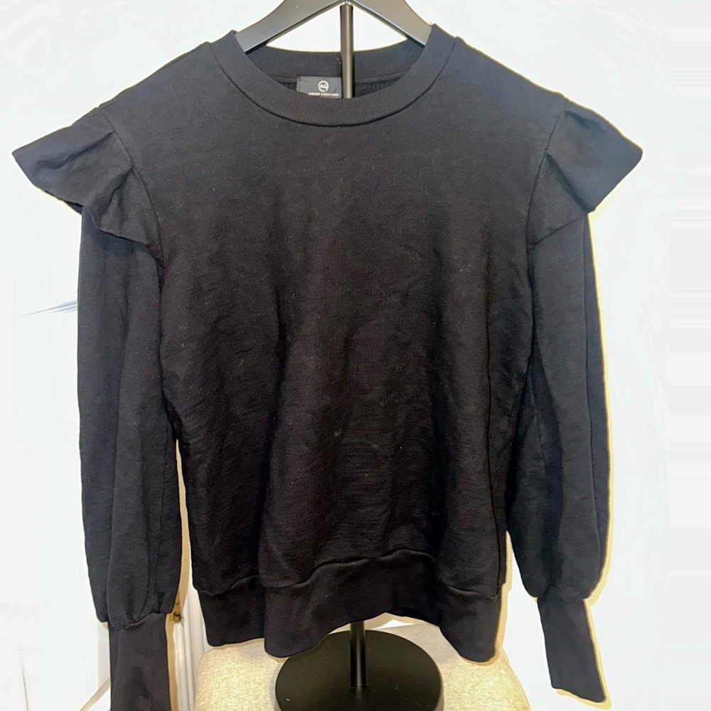 AG black ruffle sleeve crewneck sweatshirt